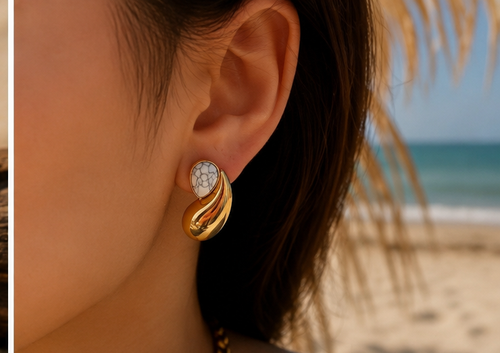 Boucles d'Oreilles Gouttes Dorées – Acier Inoxydable
