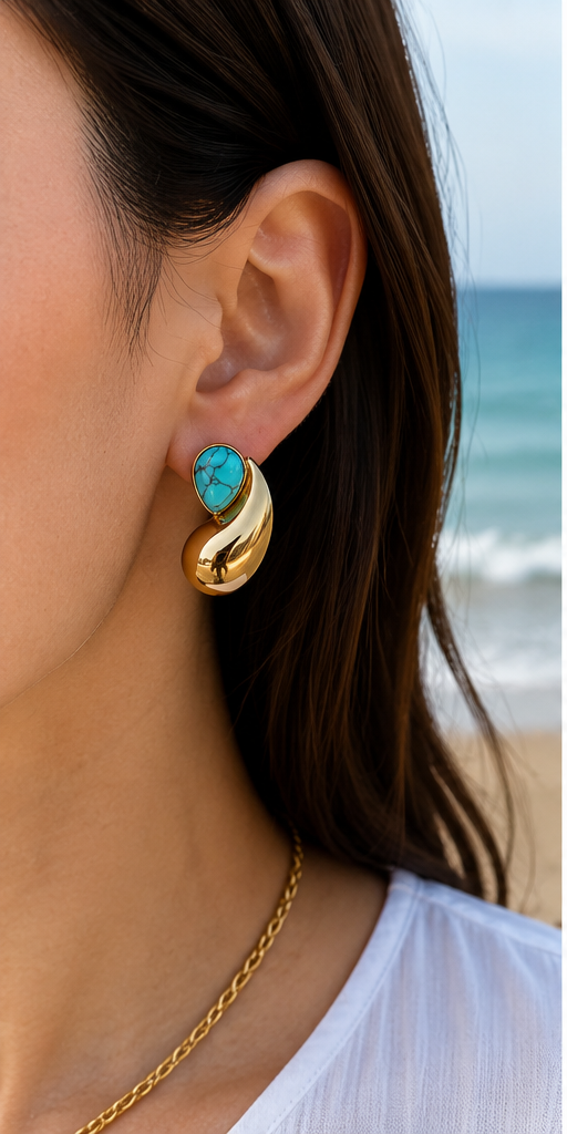 Boucles d'Oreilles Gouttes Dorées – Acier Inoxydable