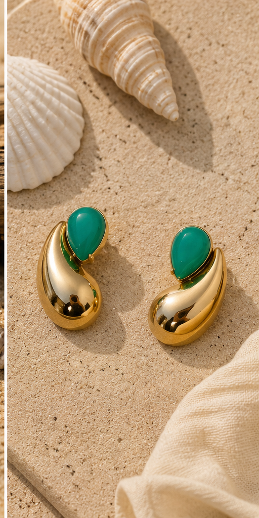 Boucles d'Oreilles Gouttes Dorées – Acier Inoxydable