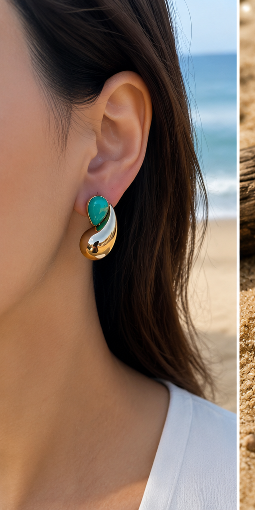 Boucles d'Oreilles Gouttes Dorées – Acier Inoxydable